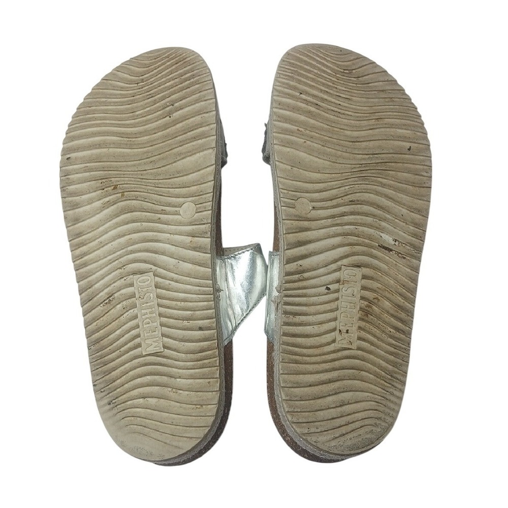 Mephisto Air-Relax Silver Metallic Glitter Buckle Slide Sandals Womens 37 - Picture 6 of 7